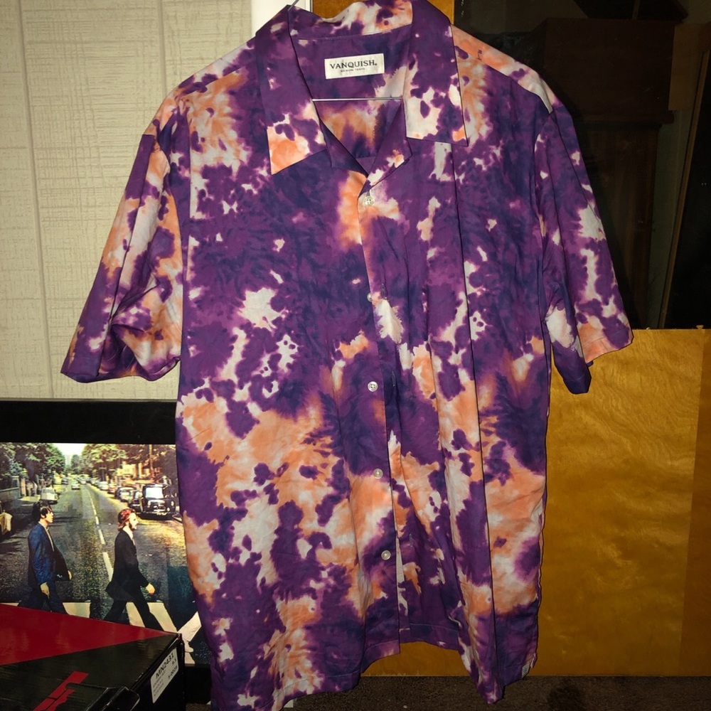vanquish purple tie dye button up
